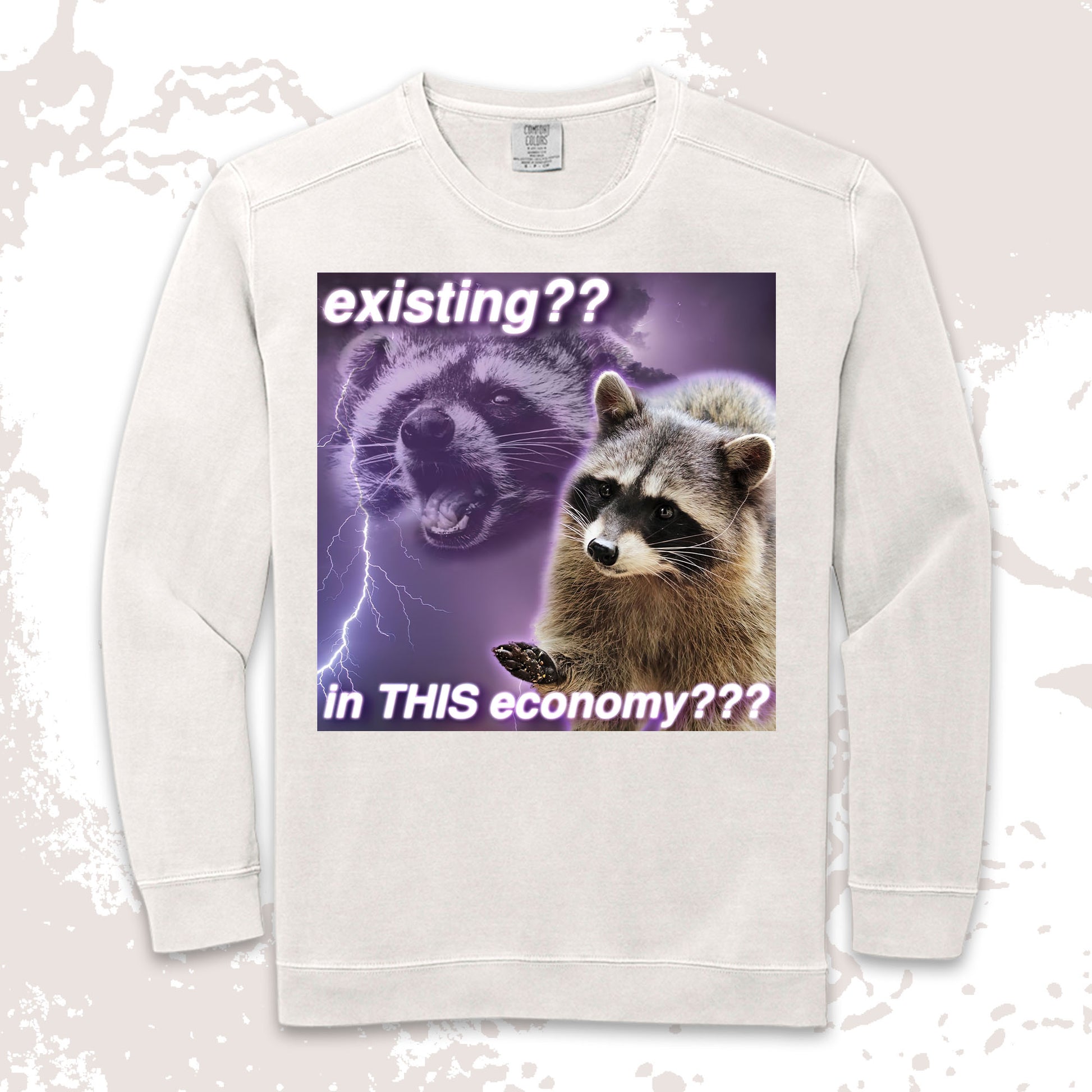 existing in this economy raccoon meme funny existential crisis shirt