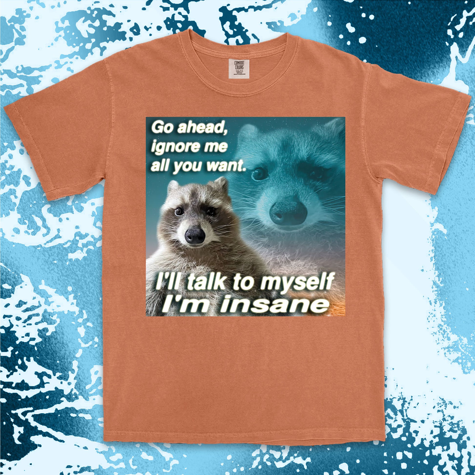 funny raccoon meme shirt go ahead ignore me talk to myself insane humor