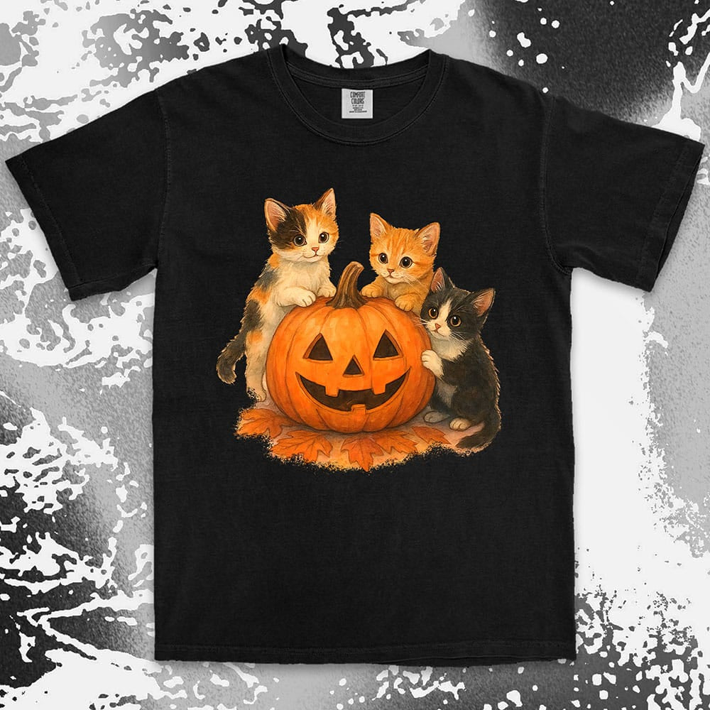 Halloween cats pumpkin cute kittens spooky shirt