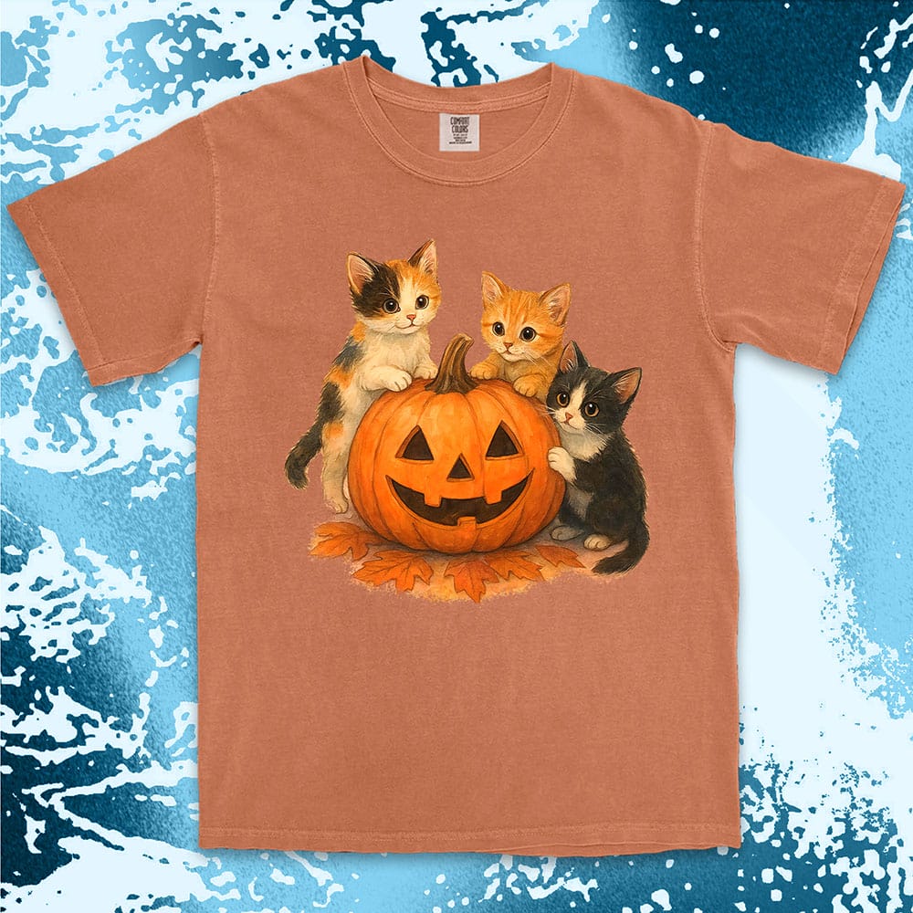 Halloween cats pumpkin cute kittens spooky shirt