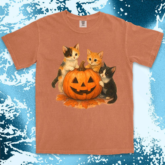 Halloween cats pumpkin cute kittens spooky shirt