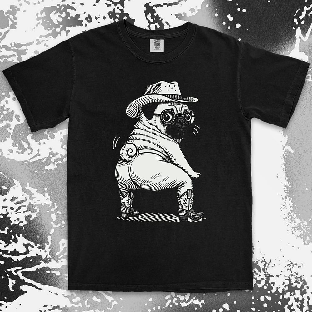 Cowboy pug funny dance twerking humor dog shirt