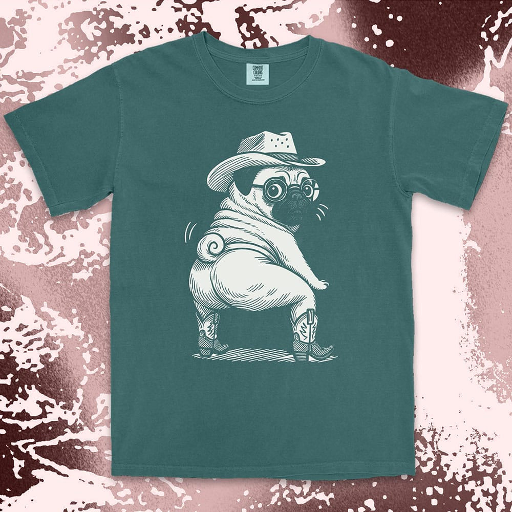 Cowboy pug funny dance twerking humor dog shirt