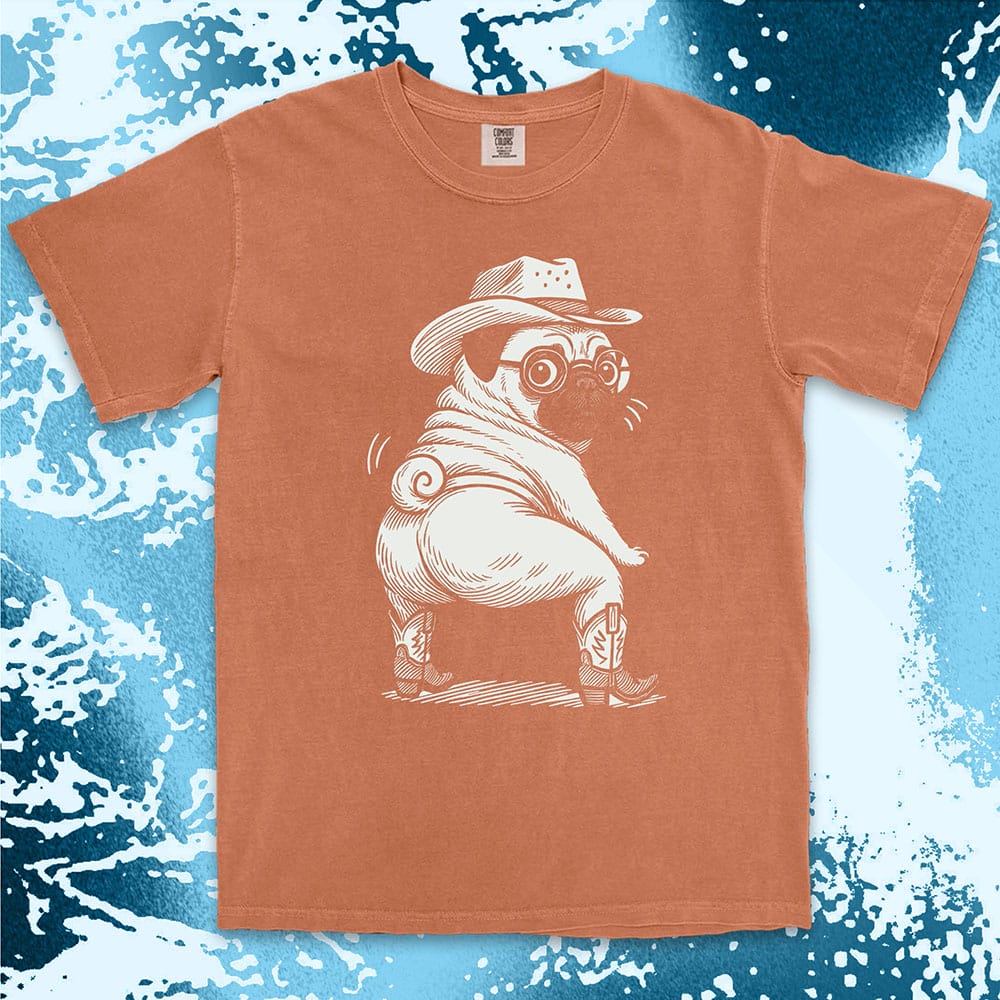 Cowboy pug funny dance twerking humor dog shirt