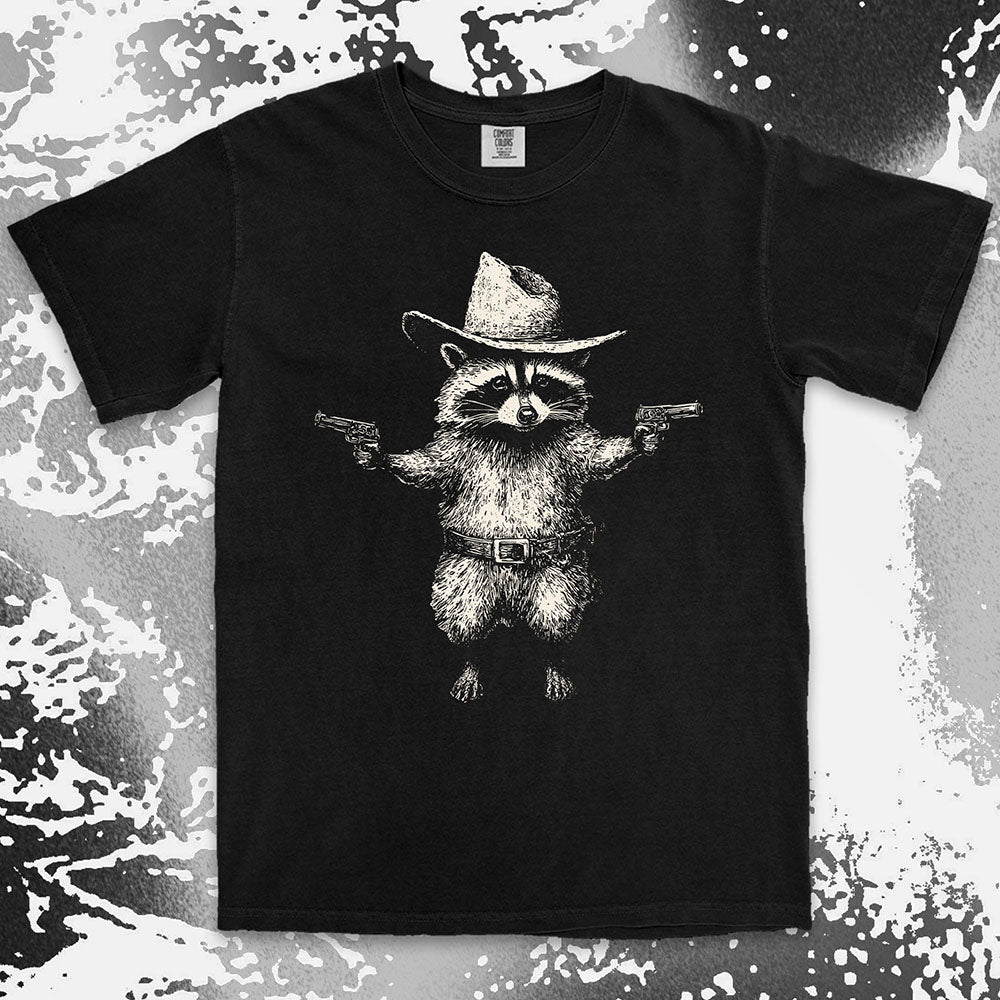 cowboy raccoon western shirt funny wild west trash panda tee