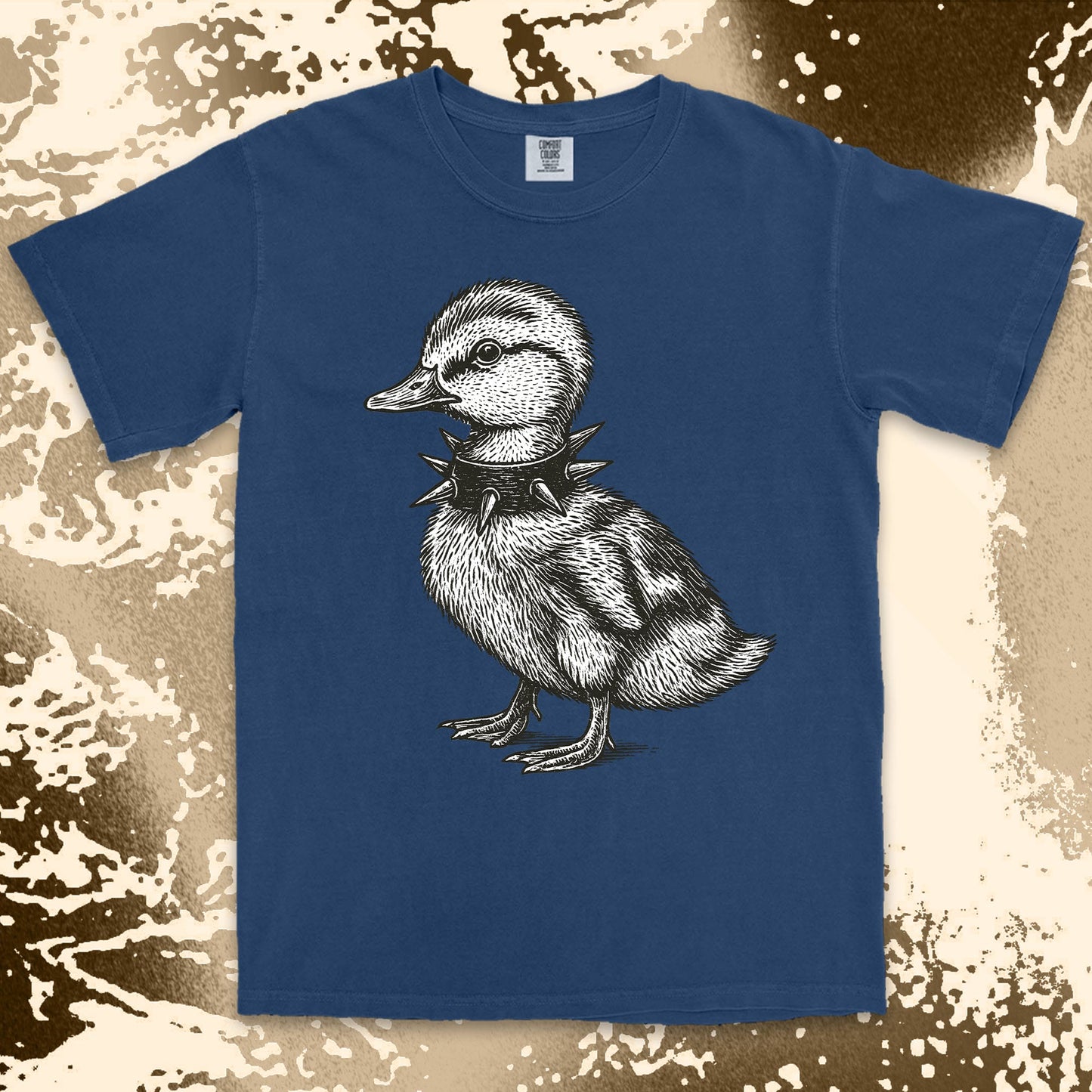 punk duckling graphic t-shirt with spikes collar