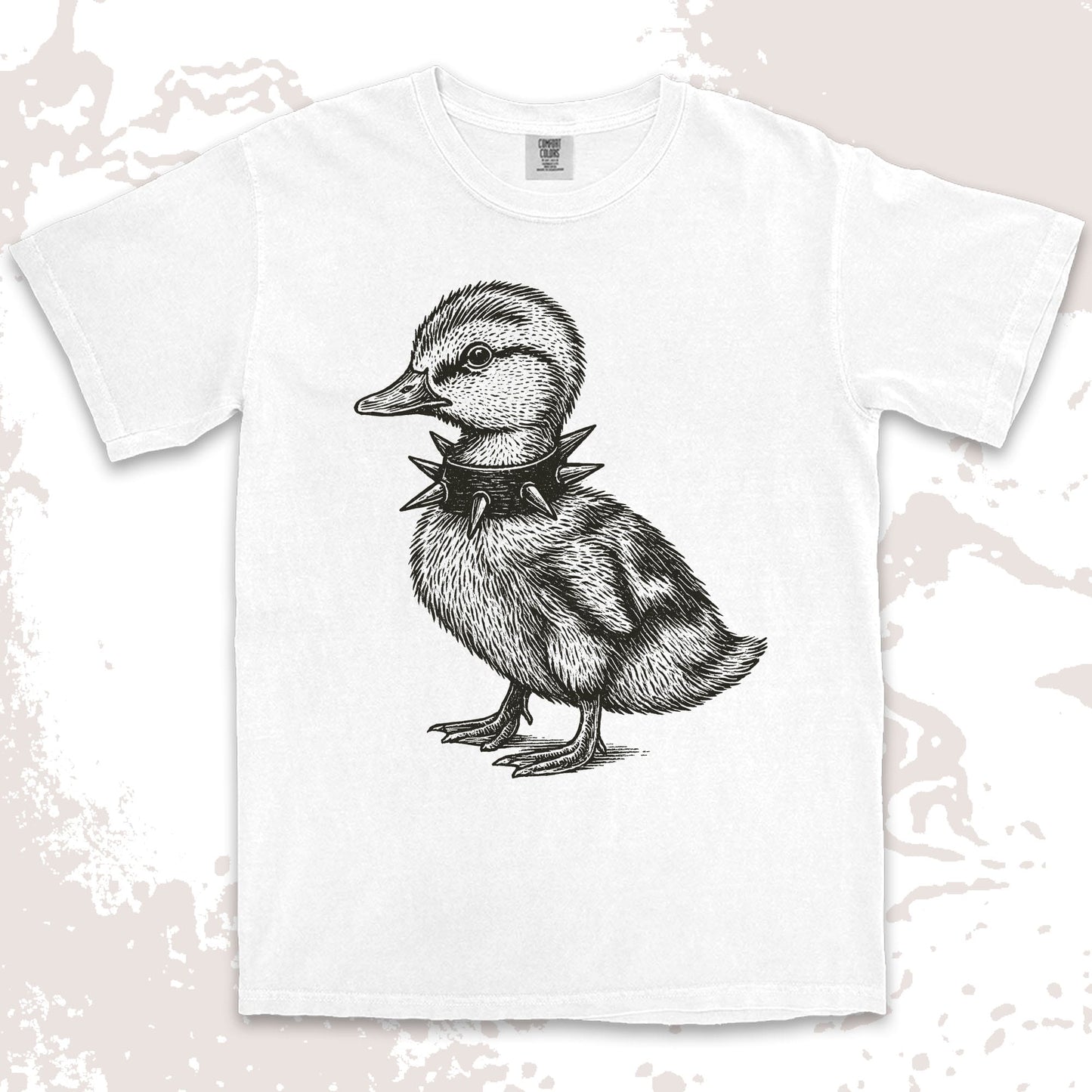punk duckling graphic t-shirt with spikes collar