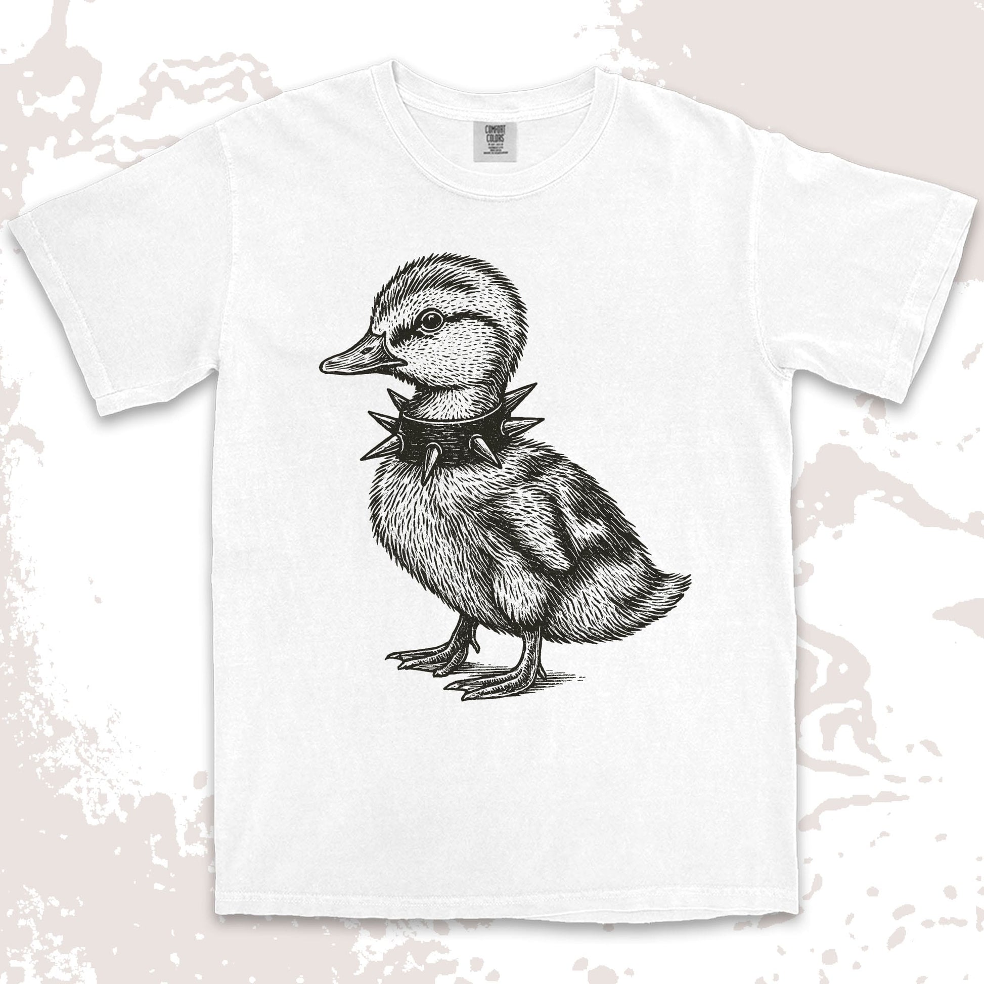 punk duckling graphic t-shirt with spikes collar
