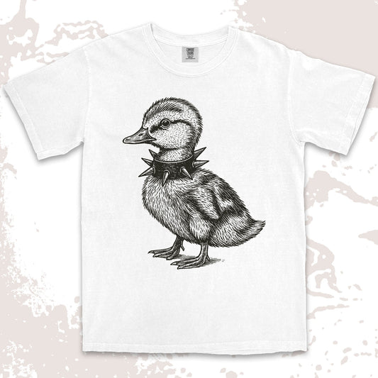 punk duckling graphic t-shirt with spikes collar