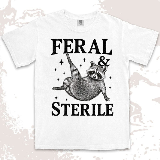 feral and sterile raccoon lying on back comfort colors t-shirt