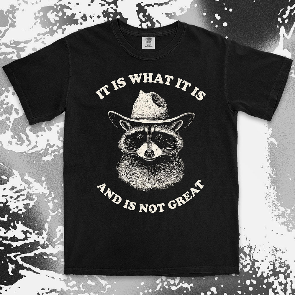 it is what it is raccoon shirt cowboy funny sad humor tee