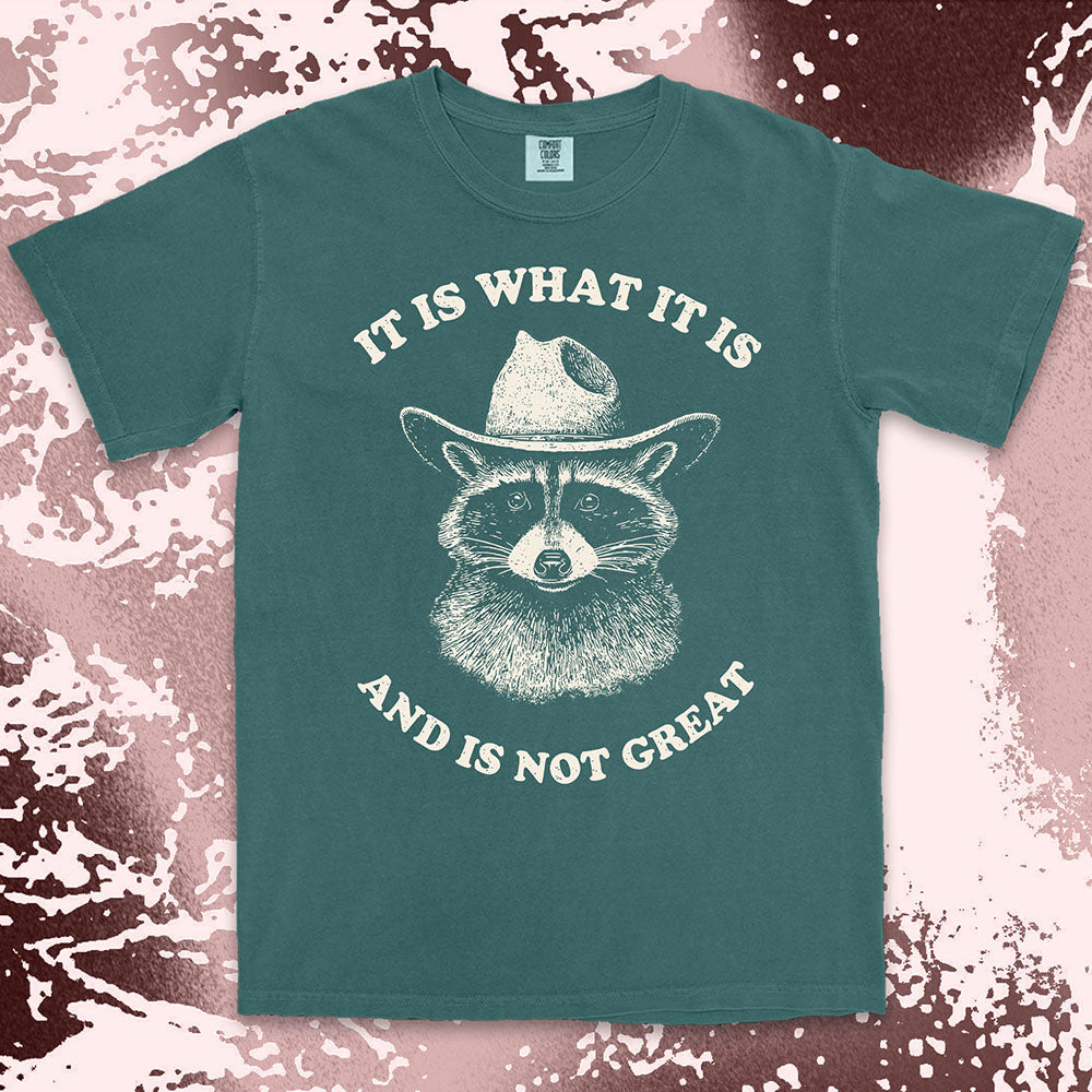 it is what it is raccoon shirt cowboy funny sad humor tee