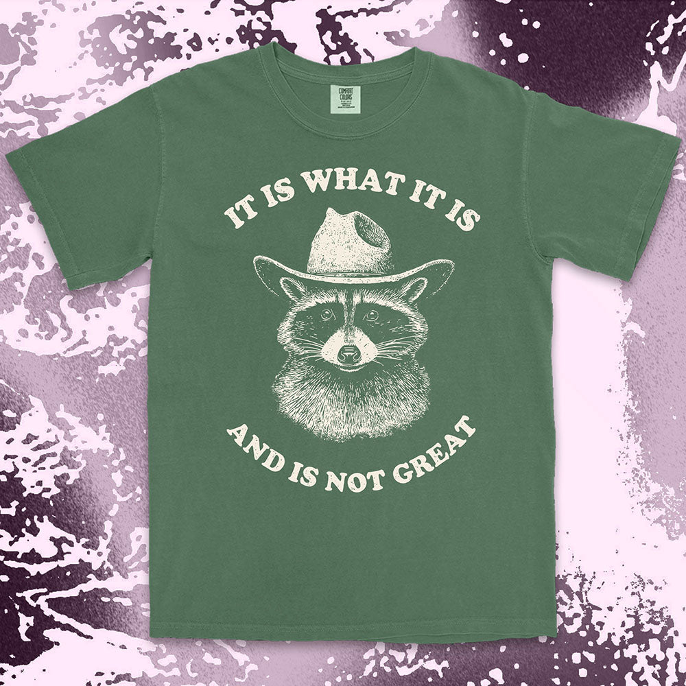 it is what it is raccoon shirt cowboy funny sad humor tee
