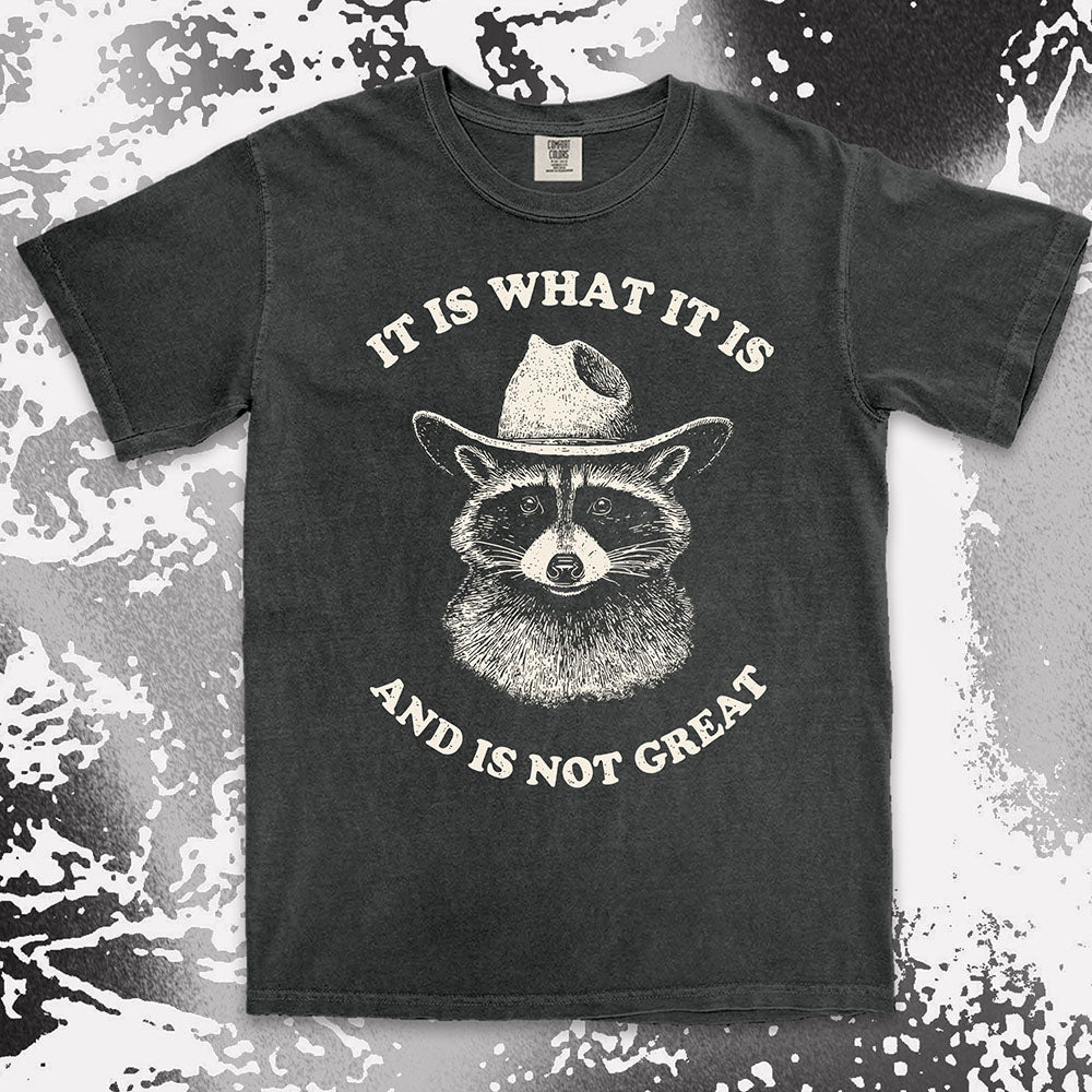 it is what it is raccoon shirt cowboy funny sad humor tee