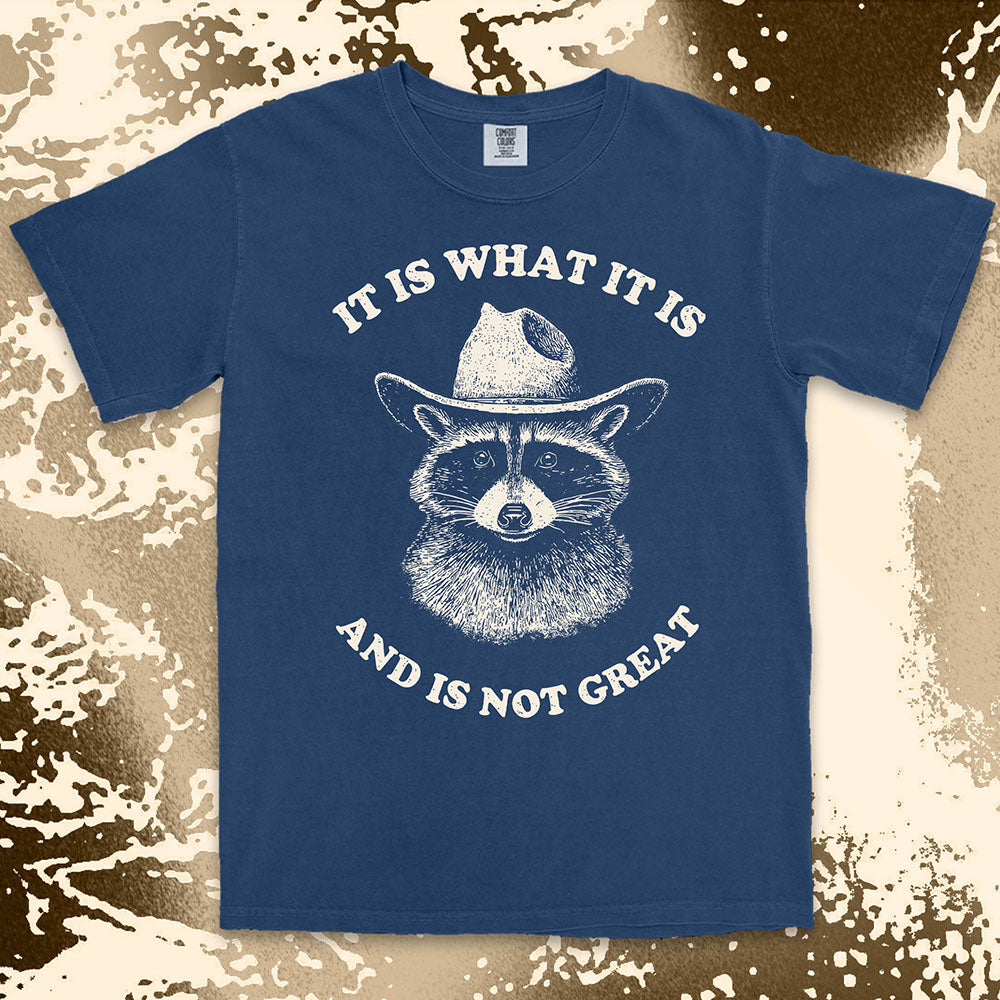 it is what it is raccoon shirt cowboy funny sad humor tee