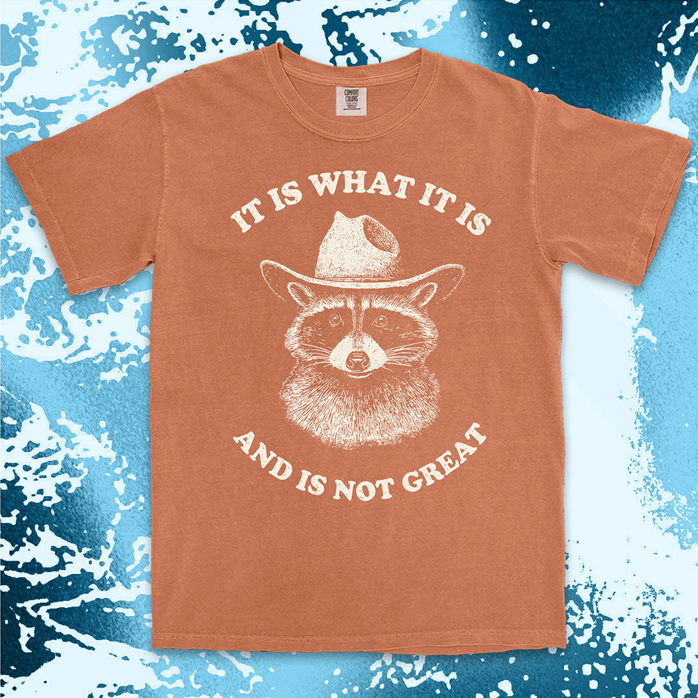 it is what it is raccoon shirt cowboy funny sad humor tee