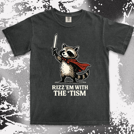 rizzem with the tism raccoon shirt funny meme chaotic trash panda tee