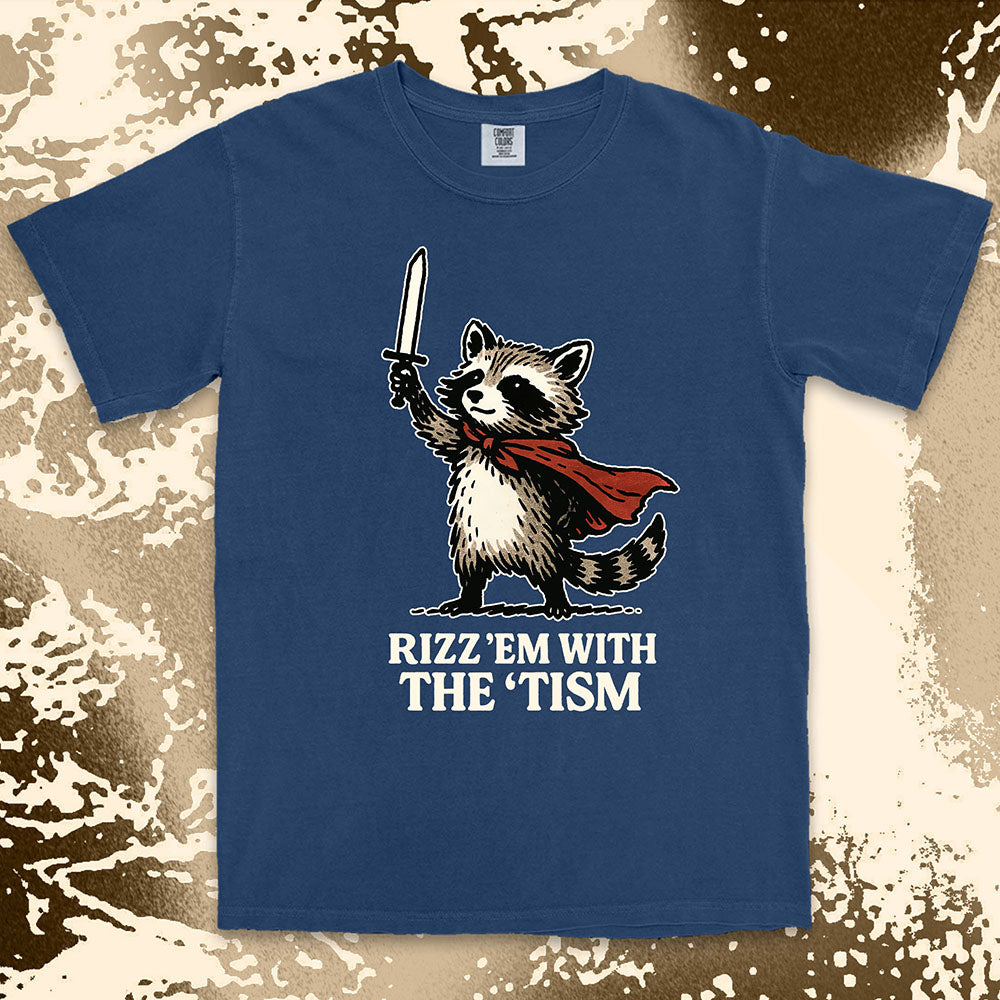 rizzem with the tism raccoon shirt funny meme chaotic trash panda tee