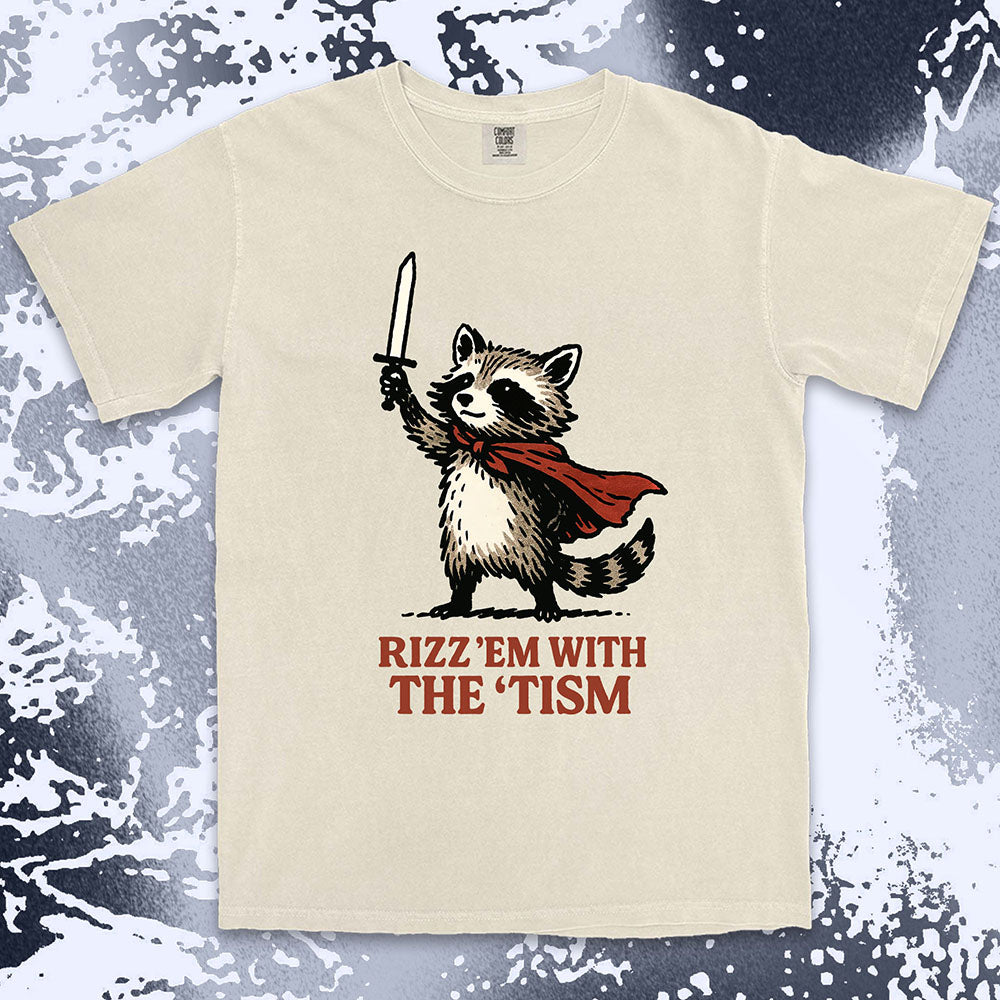 rizzem with the tism raccoon shirt funny meme chaotic trash panda tee