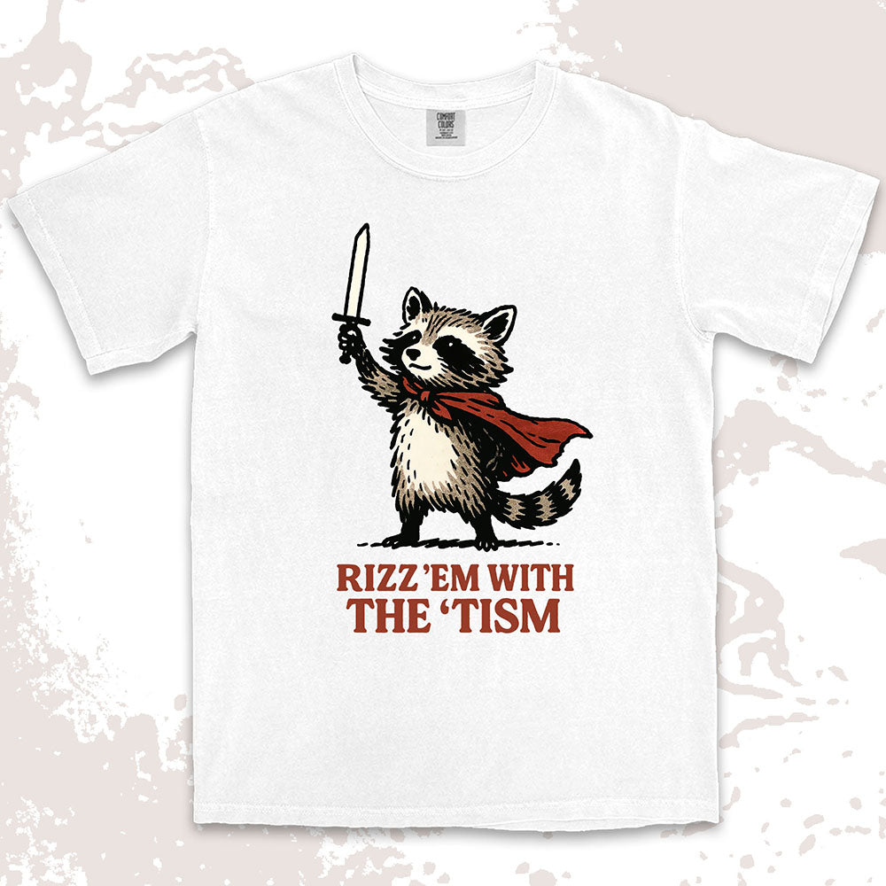 rizzem with the tism raccoon shirt funny meme chaotic trash panda tee