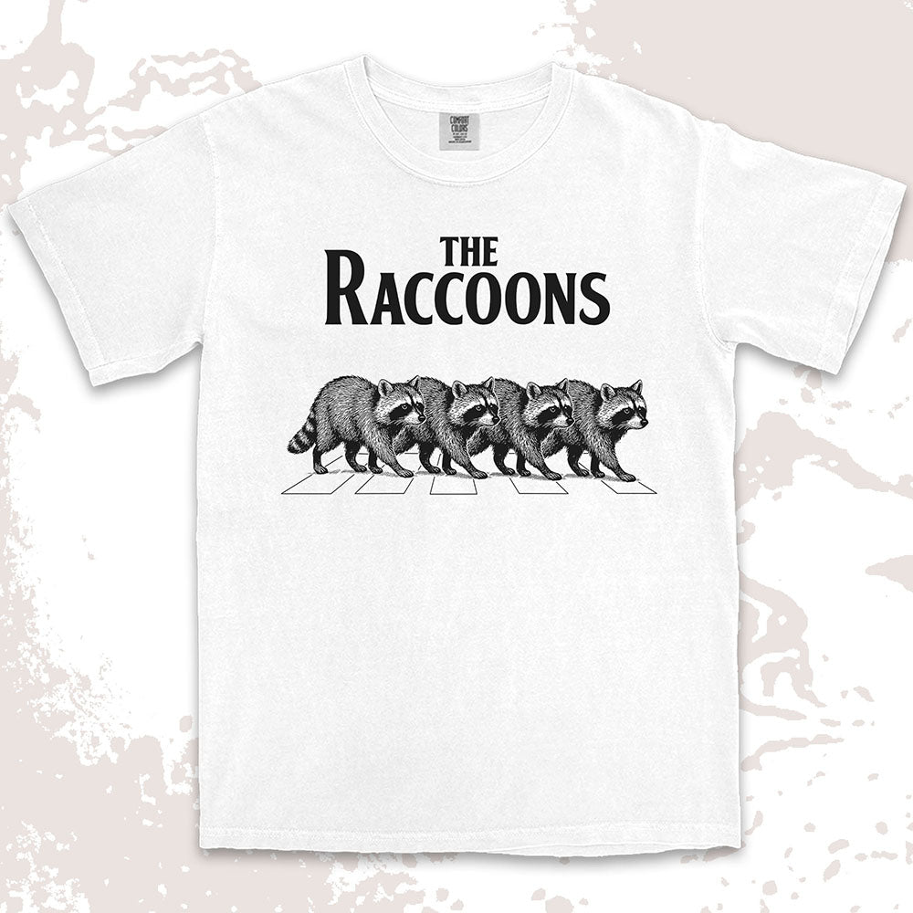 the raccoons parody shirt abbey road funny band raccoon tee