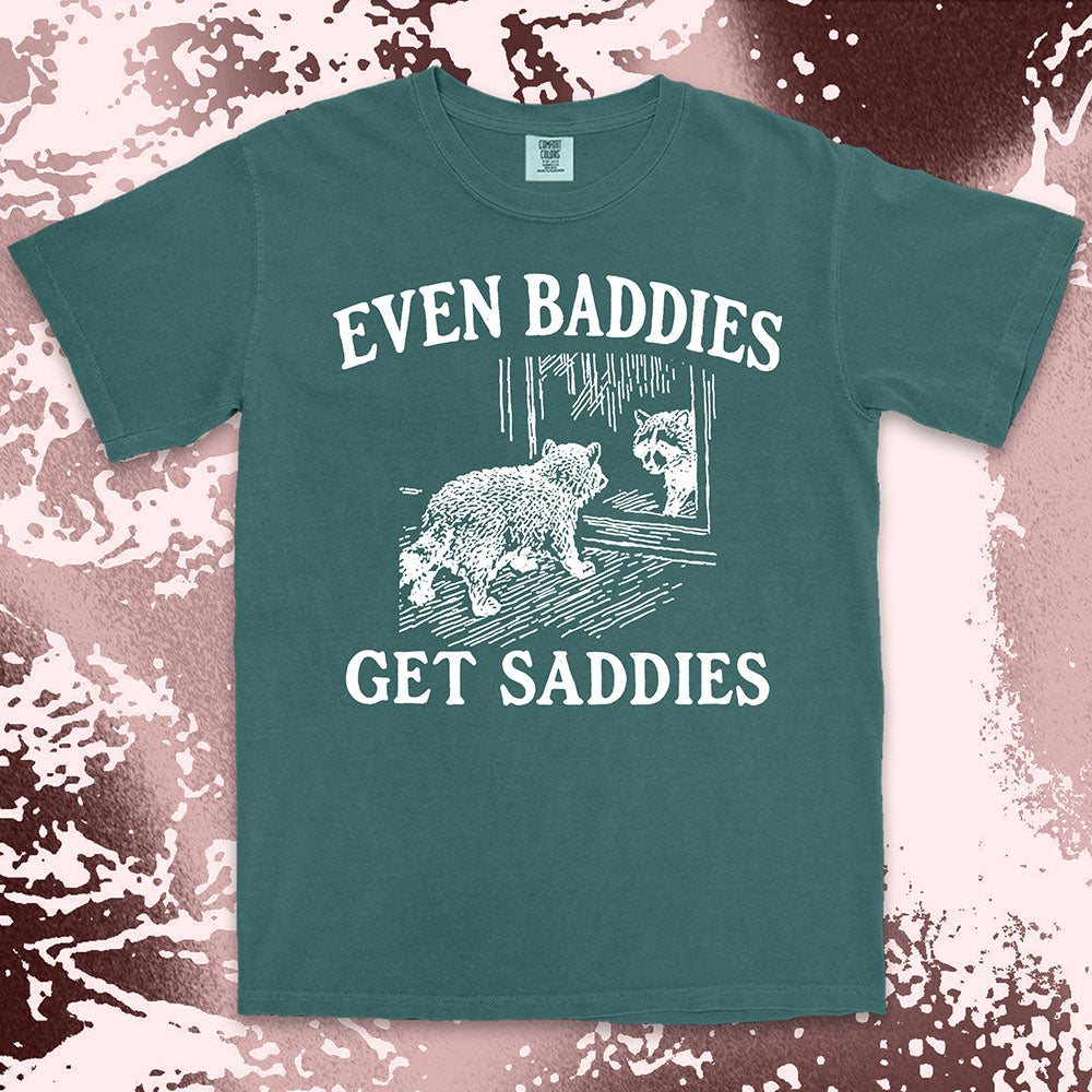 even baddies get saddies raccoon shirt funny sad meme tee