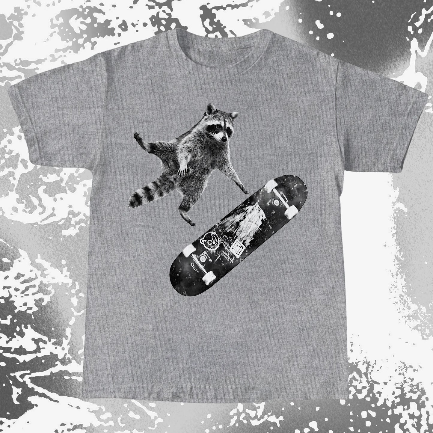 Skateboarding Raccoon Shirt – Mid Air Chaos Tee