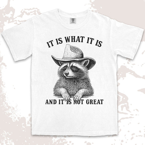 It is what it is raccoon shirt funny sarcastic cowboy tee