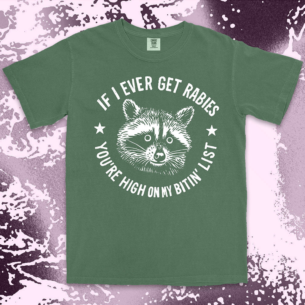 funny rabies raccoon shirt dark humor feral trash panda tee
