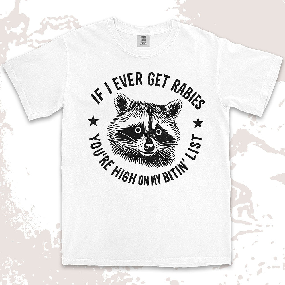 funny rabies raccoon shirt dark humor feral trash panda tee