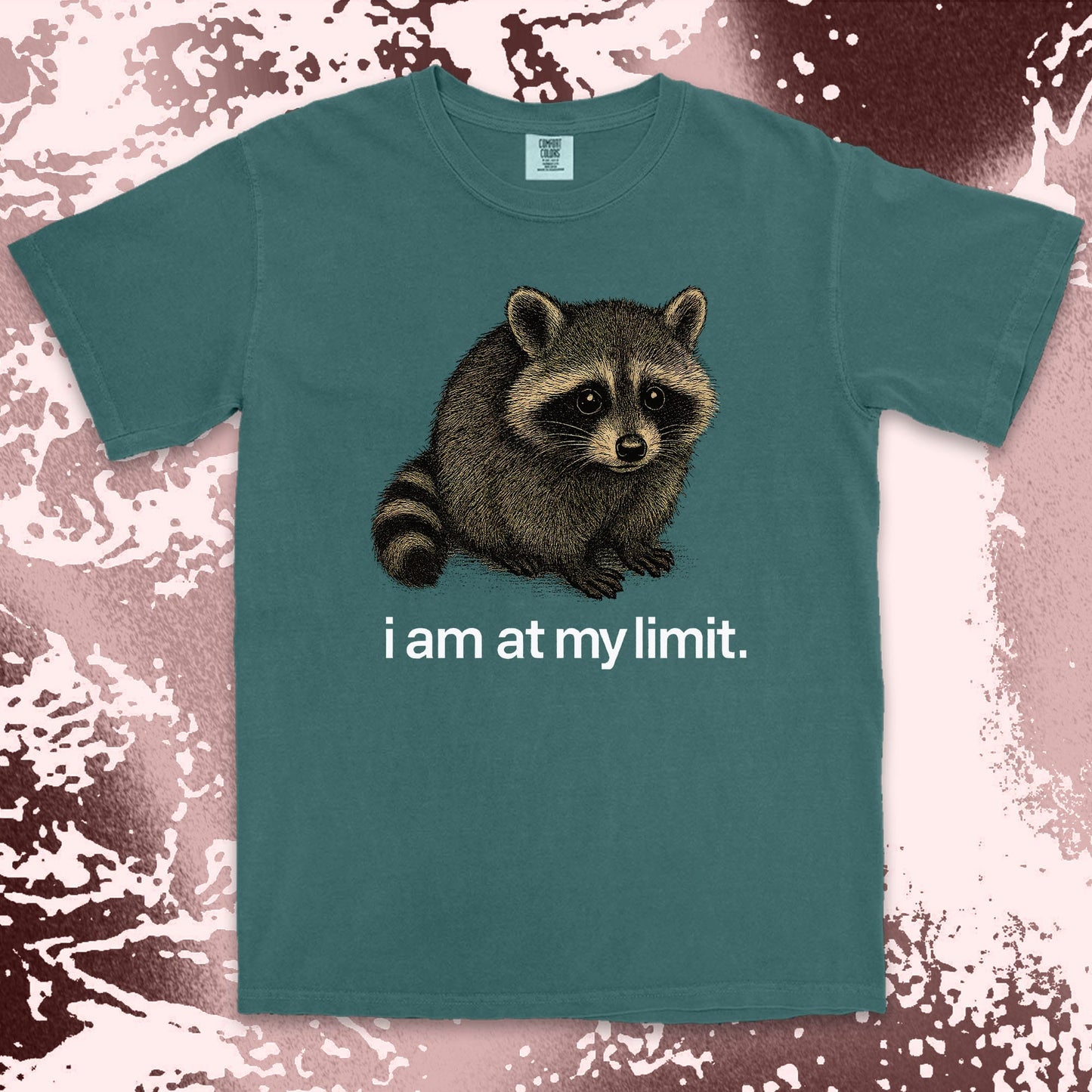 i am at my limit raccoon comfort colors t-shirt sad tired raccoon