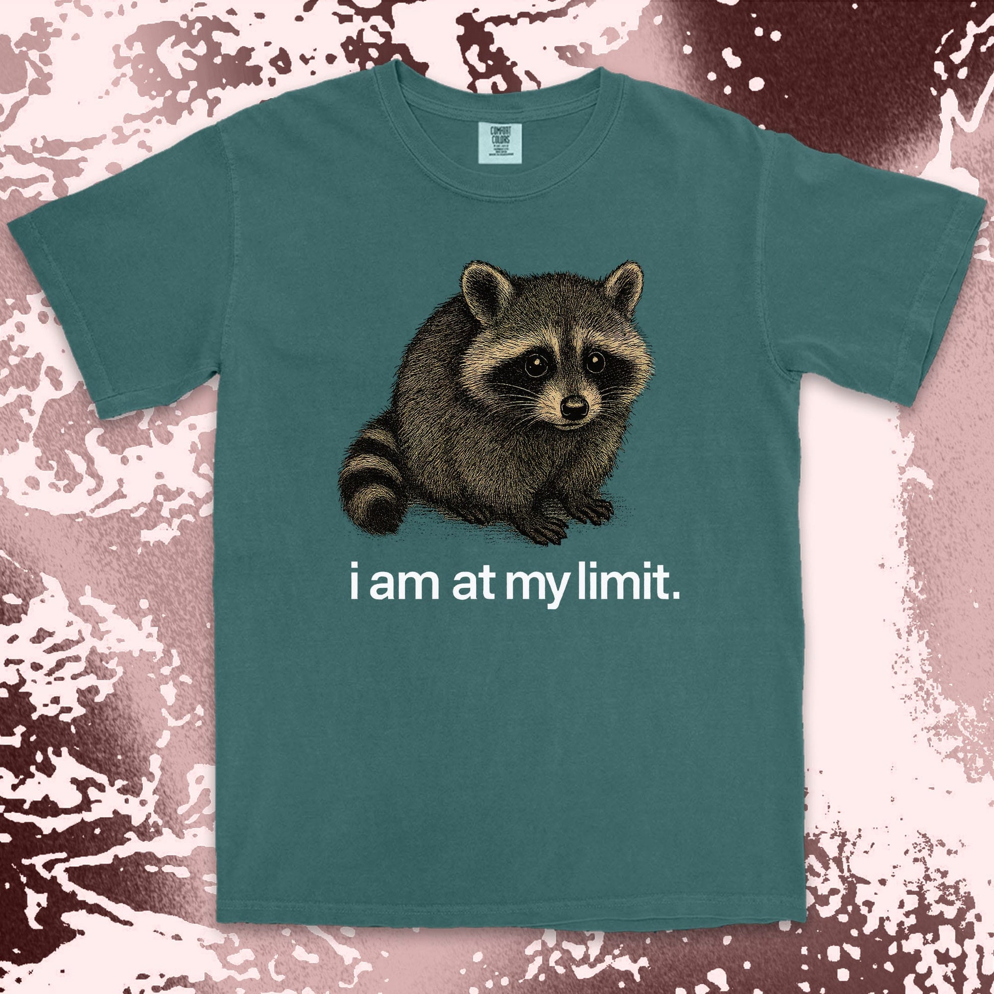 i am at my limit raccoon comfort colors t-shirt sad tired raccoon