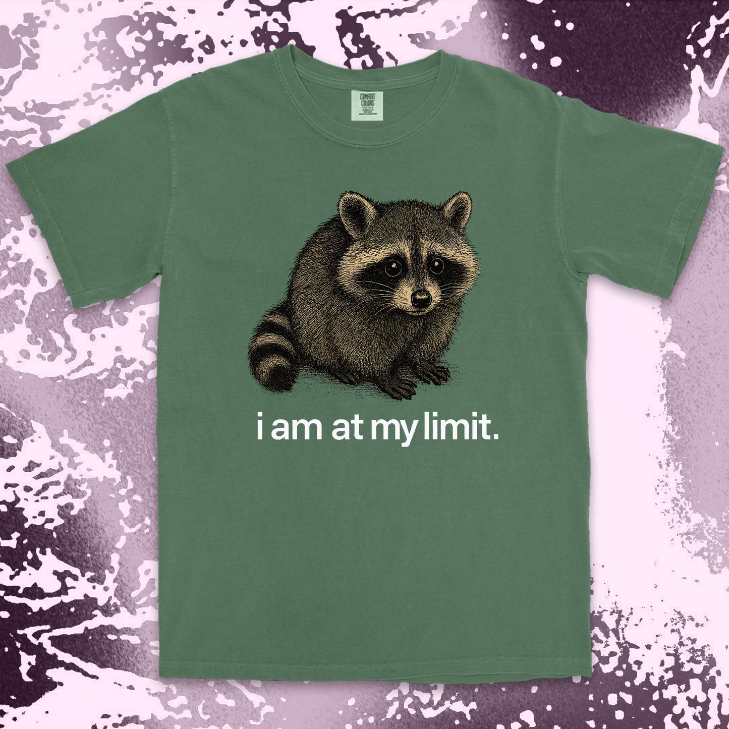 i am at my limit raccoon comfort colors t-shirt sad tired raccoon