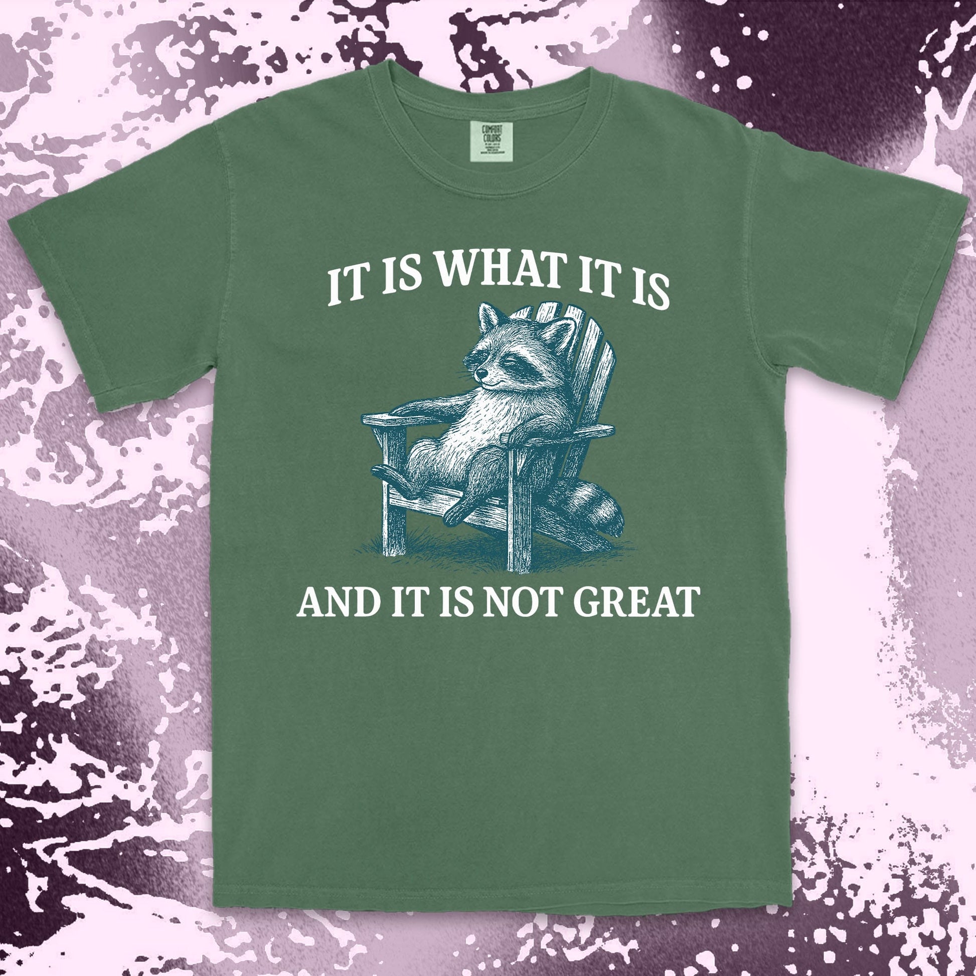 it is what it is not great raccoon comfort colors t-shirt sitting on chair