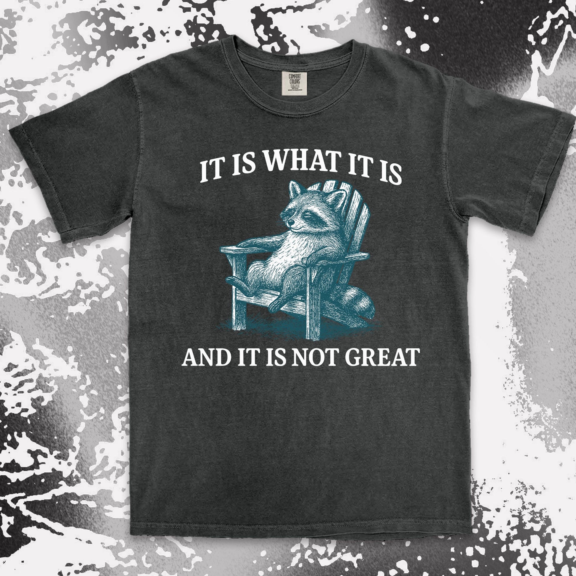 it is what it is not great raccoon comfort colors t-shirt sitting on chair