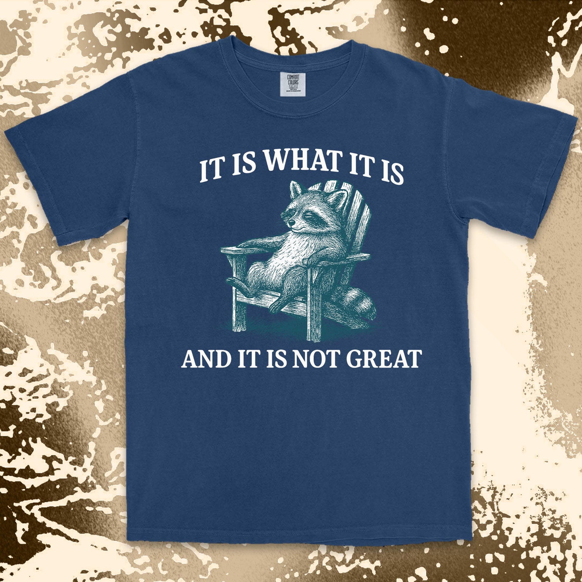 it is what it is not great raccoon comfort colors t-shirt sitting on chair