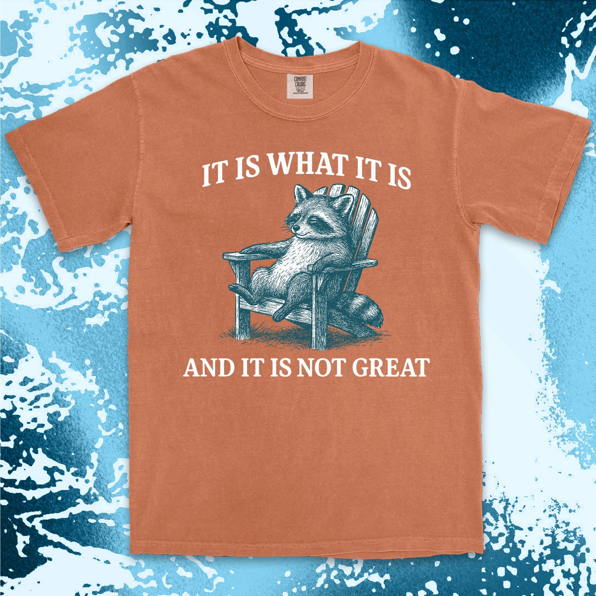 it is what it is not great raccoon comfort colors t-shirt sitting on chair