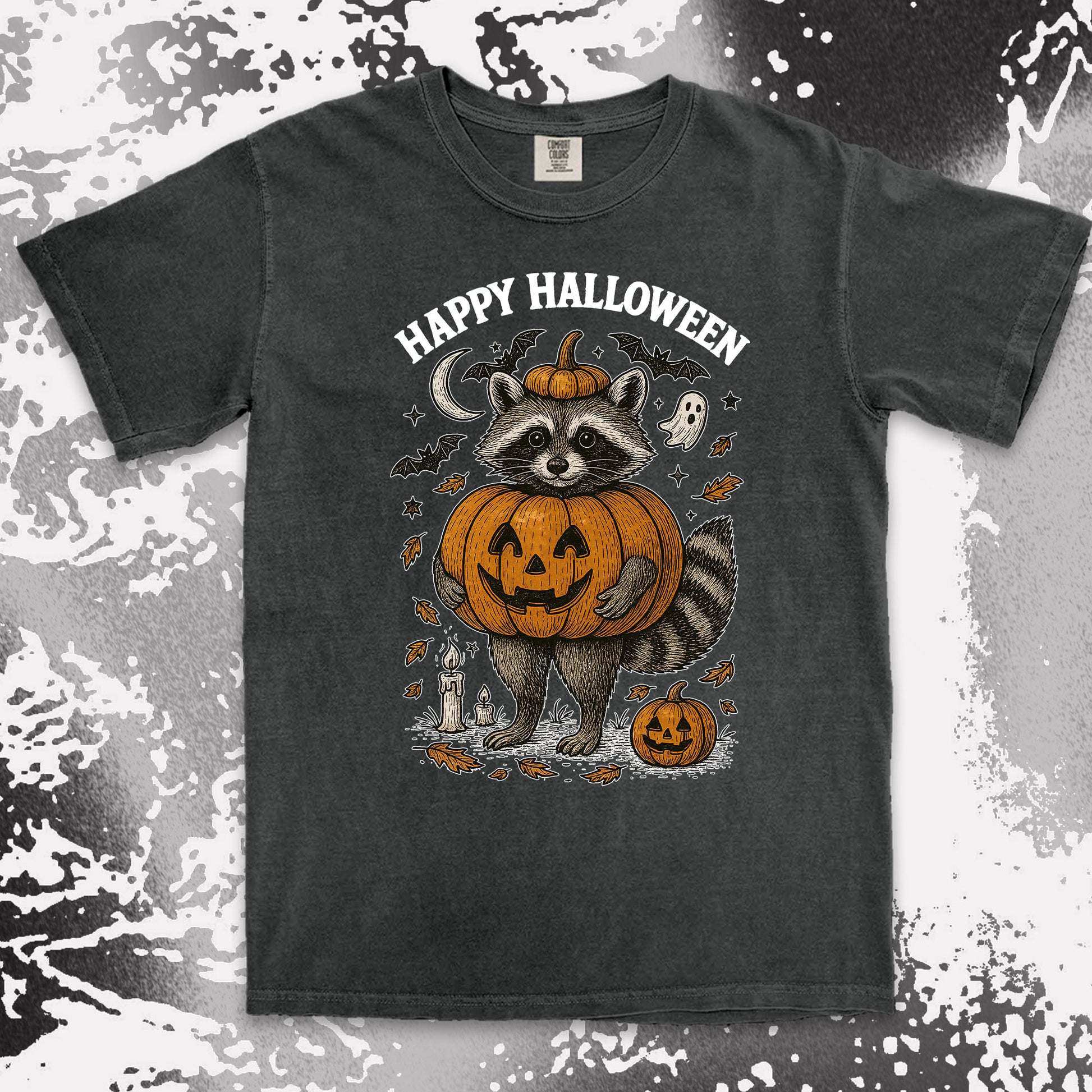 pumpkin raccoon halloween shirt cute spooky jack o lantern tee