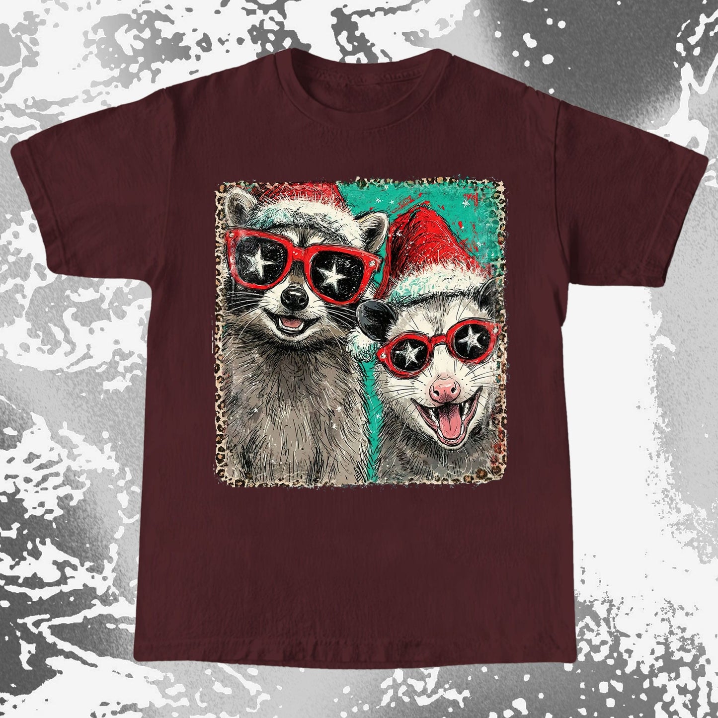 Raccoon and Opossum Christmas Friends Retro Shirt