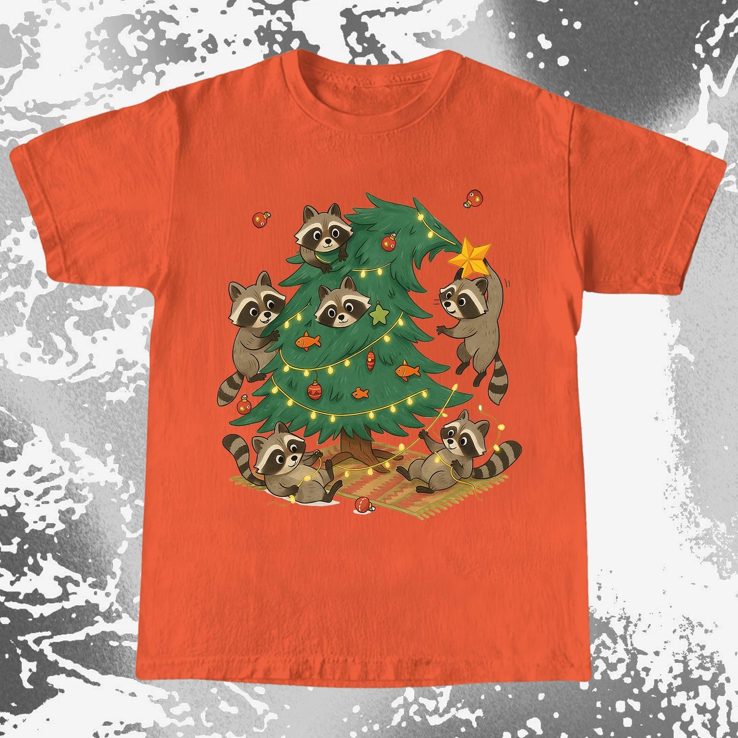 Raccoon Christmas Tree Chaos Holiday