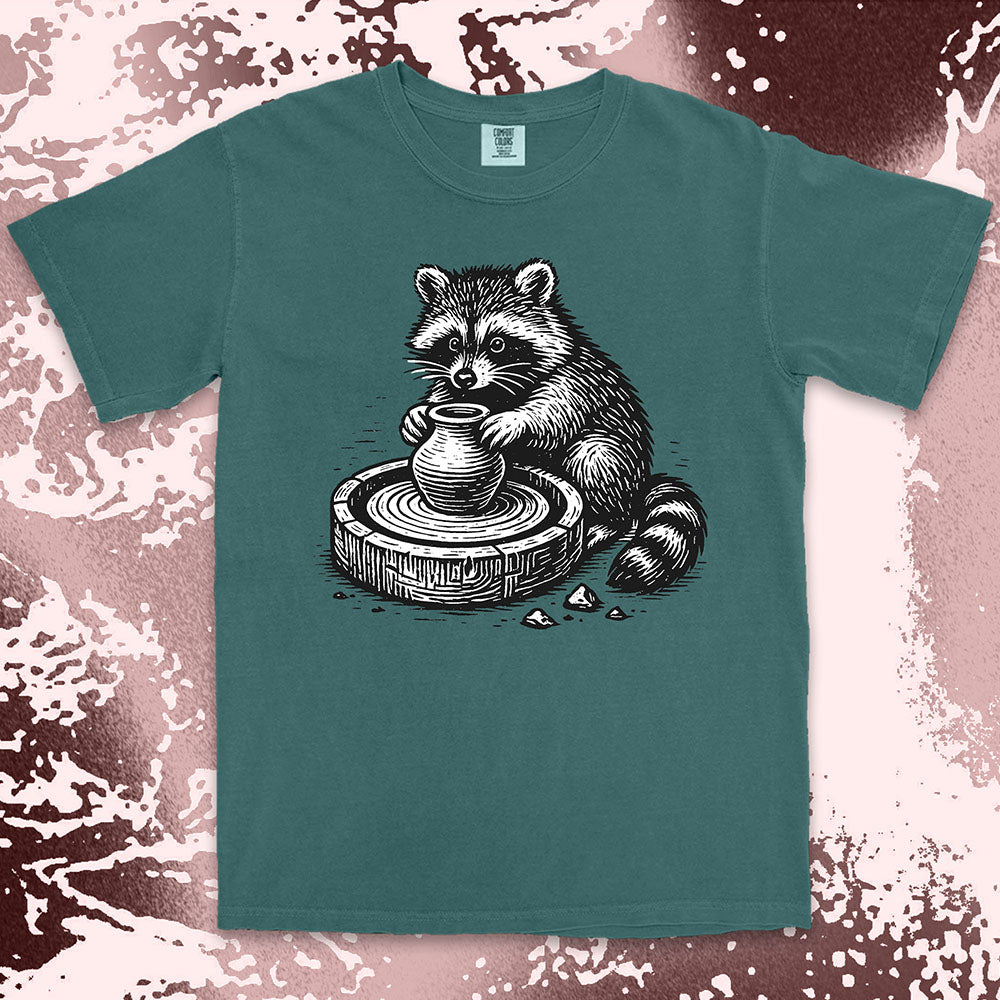 raccoon pottery shirt ceramic artist tee cute creative trash panda