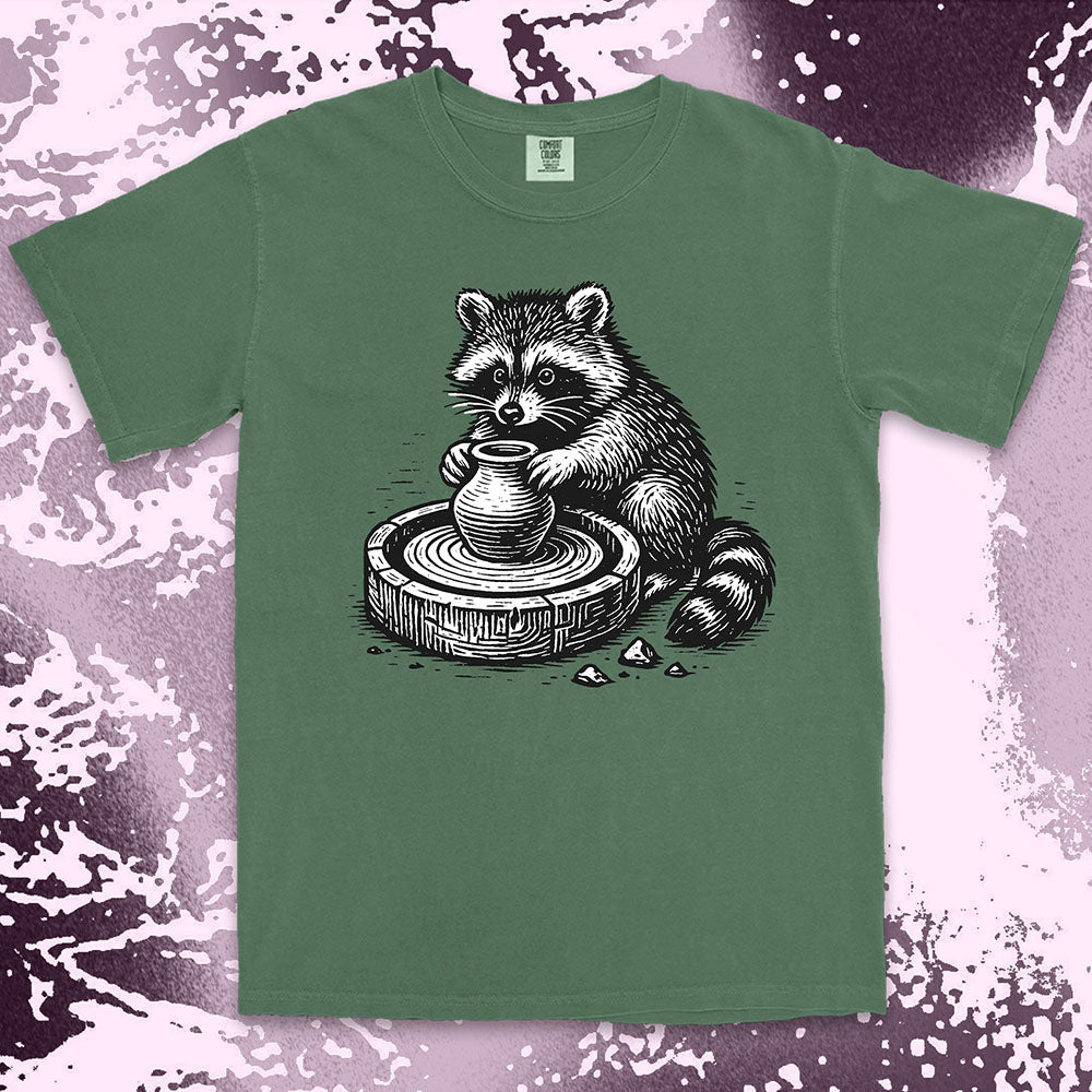 raccoon pottery shirt ceramic artist tee cute creative trash panda