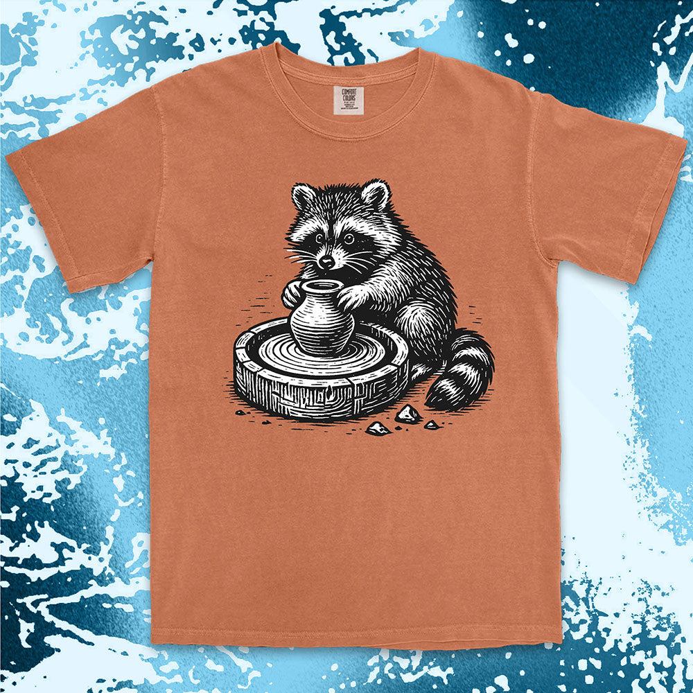 raccoon pottery shirt ceramic artist tee cute creative trash panda