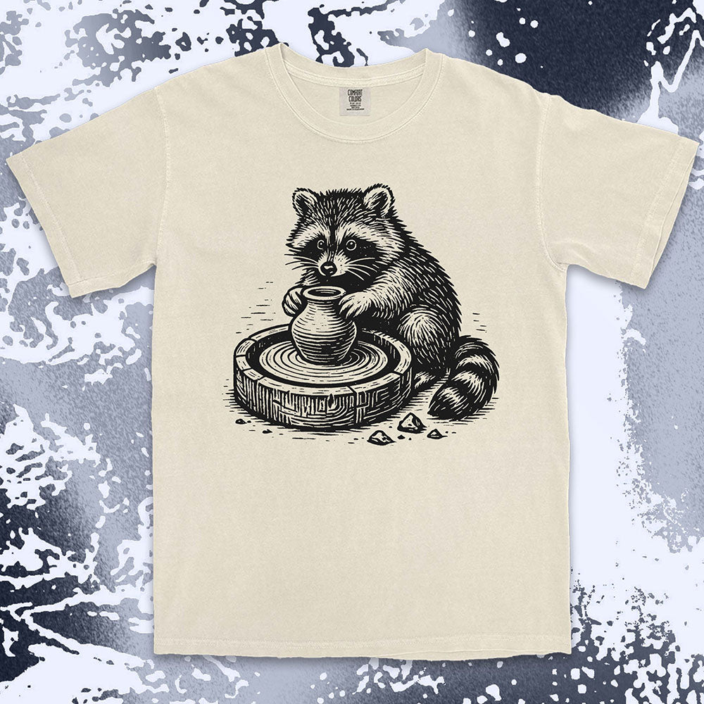 raccoon pottery shirt ceramic artist tee cute creative trash panda
