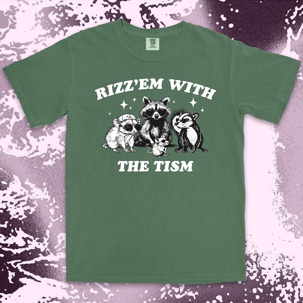 rizz em with the tism raccoon possum ferret funny meme shirt