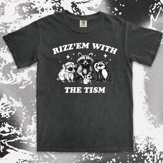 rizz em with the tism raccoon possum ferret funny meme shirt