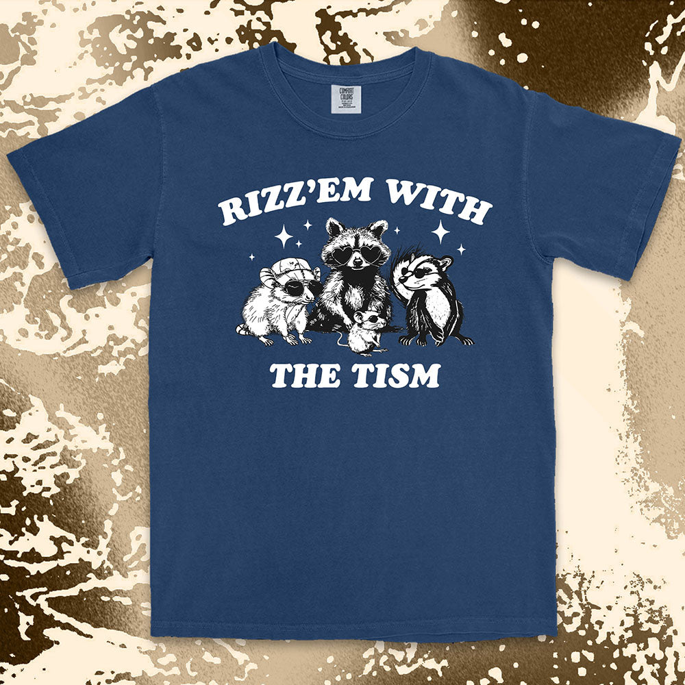 rizz em with the tism raccoon possum ferret funny meme shirt