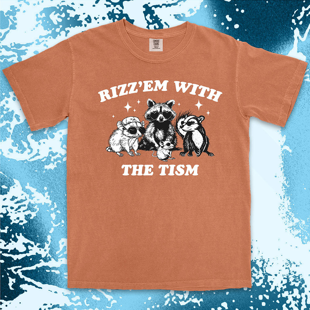 rizz em with the tism raccoon possum ferret funny meme shirt