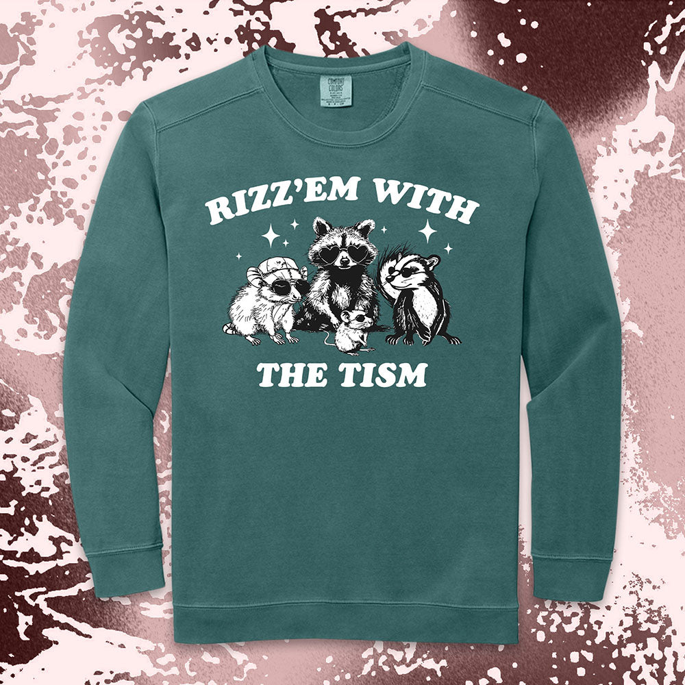 rizz em with the tism raccoon possum ferret funny meme shirt
