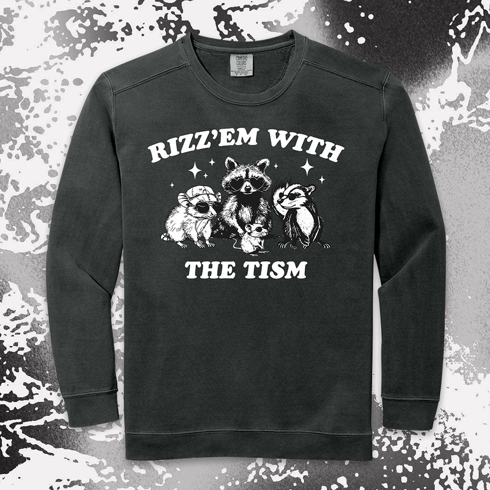 rizz em with the tism raccoon possum ferret funny meme shirt